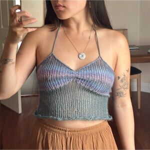 lilslocker blue ombré knit halter top 🩵